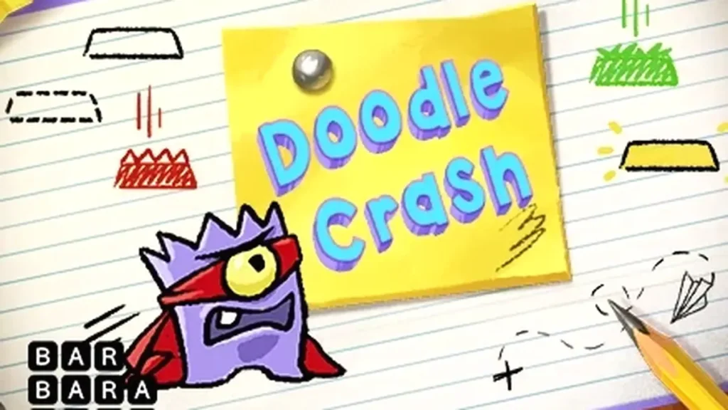 Tampilan visual permainan slot Doodle Crash dengan nuansa gelap dan menegangkan