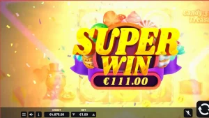 Tampilan visual slot Candy Treasures 3 Reels dengan simbol permen warna-warni